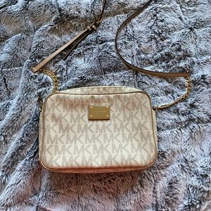 White/ Tan Michael Kors Crossbody